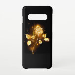 Coque Samsung Galaxy S10 Rose d'or ( rose d'or )<br><div class="desc">Rose doré sur un arrière - plan noir</div>
