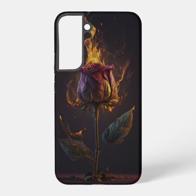 Coque Samsung Galaxy rose en feu (Verso)