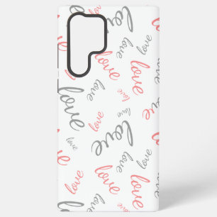 Coque Samsung Galaxy Rose et Gris Romantiques Amour Écriture Cursive