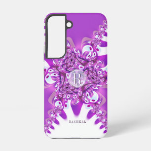 Coque Samsung Galaxy Rose Fuchsia Moderne Vintage Monogramme Nom Person