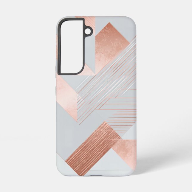 Coque Samsung Galaxy Rose Gold Geometric Abstract Pattern (Verso)