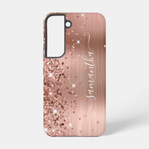 Coque Samsung Galaxy Rose Gold Glittery Foil Girl Signature