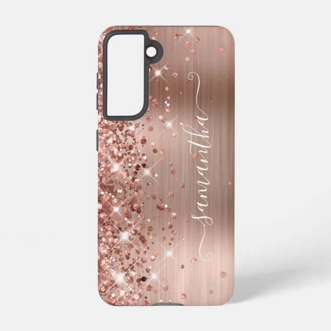 Coque Samsung Galaxy Rose Gold Glittery Foil Girl Signature (Verso)