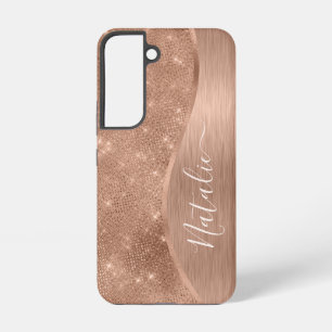 Coque Samsung Galaxy Rose Gold Métallisé Paillettes Personnalisé