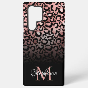 Coque Samsung Galaxy Rose Gold Noir Féminin Léopard Ombré Monogramme