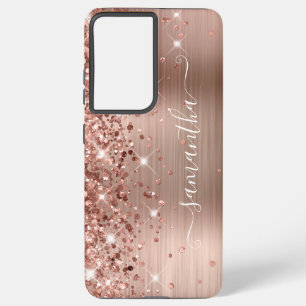 Coque Samsung Galaxy Rose Gold Pailleté Papier Aluminium Féminin Signat
