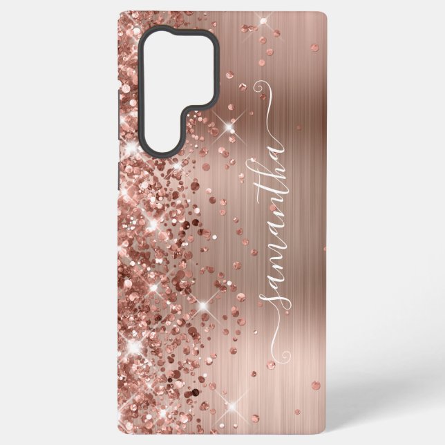 Coque Samsung Galaxy Rose Gold Pailleté Signé Féminin (Verso)