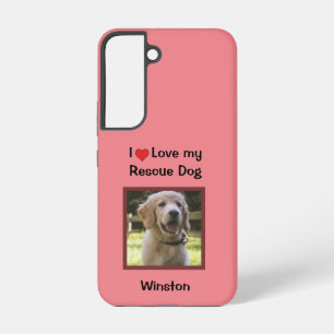Coque Samsung Galaxy Rose J'adore Mon Chien De Sauvetage Nom et Photo