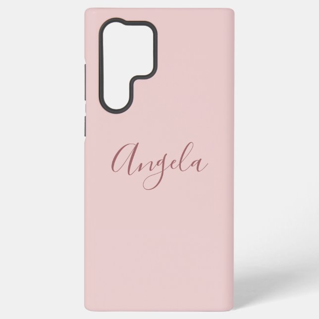 Coque Samsung Galaxy Rose Pâle avec Ensemble de Nom ou Monogramme Foncé (Verso)