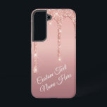 Coque Samsung Galaxy Rose Parties scintillant or Texte personnalisé Sam<br><div class="desc">Samsung Galaxy Coques ou coques iphone avec Rose de texte personnalisé Gold Blush Parties scintillant Étincelle Boucles Mariage rose ou Partie Fournitures / Cadeau - Ajouter votre texte unique / Nom ou Supprimer du texte - Faire votre cadeau spécial - Redimensionner et déplacer ou supprimer et ajouter du texte /...</div>