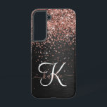 Coque Samsung Galaxy Rose personnalisé Parties scintillant or noir Étin<br><div class="desc">Personnalisez facilement ce design élégant et branché d'étui téléphonique avec une jolie parties scintillant brillante en or rose sur un arrière - plan métallique brossé noir.</div>