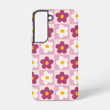 Rose Rétro et Motif à Carreaux de Fleurs Bourguign
