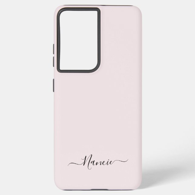 Coque Samsung Galaxy Rose vif moderne avec script Nom personnalisé (Verso)
