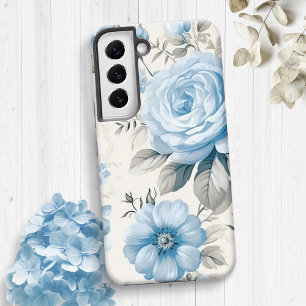 Coque Samsung Galaxy Roses Bleues Pastel Lumière Artistique