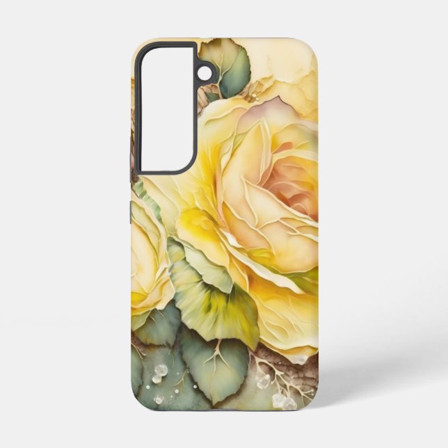 Coque Samsung Galaxy Roses géants jaunes et verts (Verso)