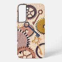 Roues à vapeur, engrenages, clés, vieille carte Pe