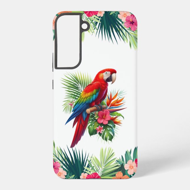 Coque Samsung Galaxy Rouge macaw tropical floral (Verso)