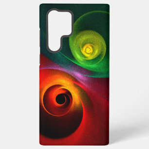 Coque Samsung Galaxy Rouge Vert Yin Yang Moderne Motif d'Art Abstrait #