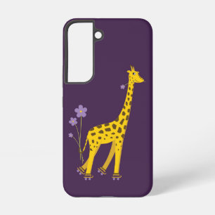 Coque Samsung Galaxy Rouleau violet Patinage drôle Cartoon Giraffe