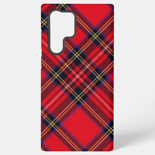 Coque Samsung Galaxy Royal Stewart tartan rouge noir plaid (Verso)