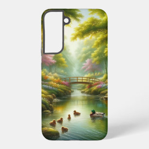 Coque Samsung Galaxy Ruisseau printanier avec canards/fleurs