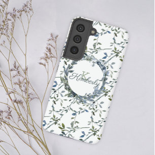 Coque Samsung Galaxy Sage Silver Green Floral
