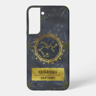Coque Samsung Galaxy Sagittarius Dark Zodiac Astrologie : Noir & Or