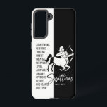 Coque Samsung Galaxy Sagittarius signe zodiaque<br><div class="desc">Élégant boîtier en zodiaque noir et blanc.</div>