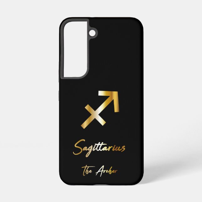 Coque Samsung Galaxy Sagittarius signe zodiaque, noir et or (Verso)