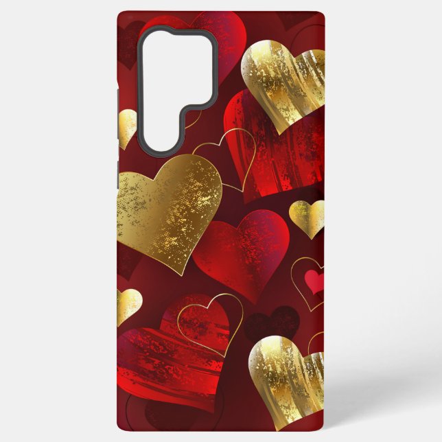 Coque Samsung Galaxy Saint-Valentin dorés et rouges (Verso)