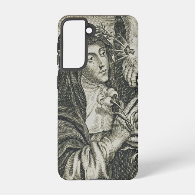 Coque Samsung Galaxy Sainte Catherine de Sienne Crucifixion Art Noir Fo (Verso)