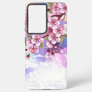 Coque Samsung Galaxy Sakura rose sur la peinture Arrière - plan