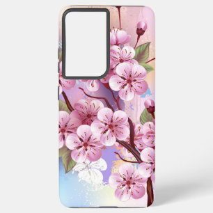 Coque Samsung Galaxy Sakura rose sur la peinture Arrière - plan