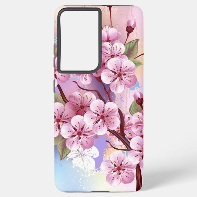Coque Samsung Galaxy Sakura rose sur la peinture Arrière - plan (Verso)