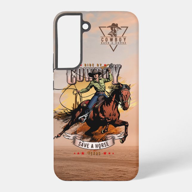 Coque Samsung Galaxy Sauve un cheval, monte un cowboy | (Verso)