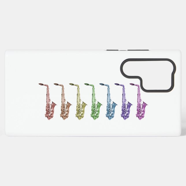 Coque Samsung Galaxy Saxophone Alto Arc-en-Ciel (Verso Horizontal)