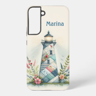 Coque Samsung Galaxy Scène florale côtière du phare patchwork
