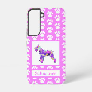 Coque Samsung Galaxy Schnauzer Chien Silhouette rose Paw PY&B