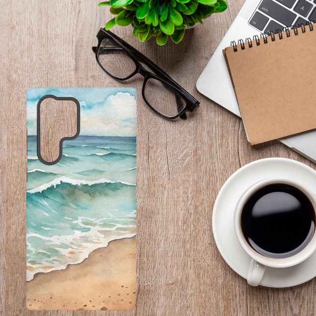Coque Samsung Galaxy Serene Watercolor Beach Waves - Ocean Vibes (Créateur téléchargé)