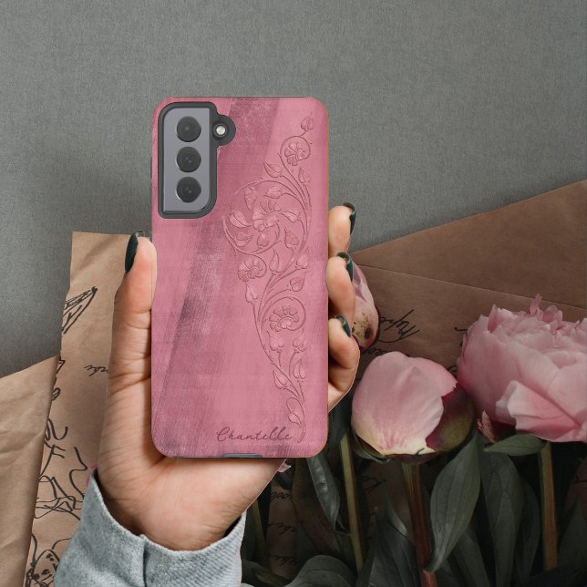 Coque Samsung Galaxy Shabby Elegant Girl Nom rose (Créateur téléchargé)