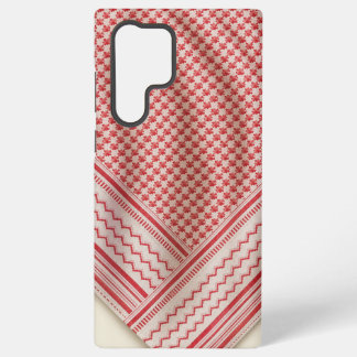 Coque Samsung Galaxy Shemagh Keffiyeh rouge et blanc drapé, crème