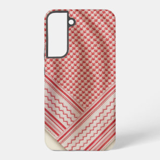 Coque Samsung Galaxy Shemagh Keffiyeh rouge et blanc drapé, crème