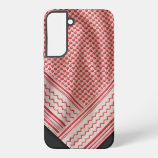 Coque Samsung Galaxy Shemagh Keffiyeh rouge et blanc drapé, Noir
