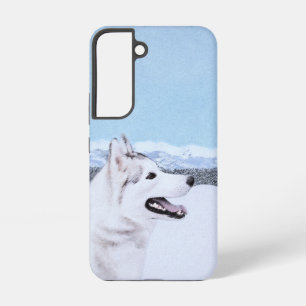 Coque Samsung Galaxy Sibérie Husky (argent et blanc) Peinture Chien Art