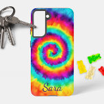 Coque Samsung Galaxy Signature du colorant arc-en-ciel de spirale rétro<br><div class="desc">Lumineux et gai ce modèle rétro spiral cravate cravate boîtier de téléphone portable teint brillera votre journée! Personnalisez-le avec votre nom ou vos initiales.</div>