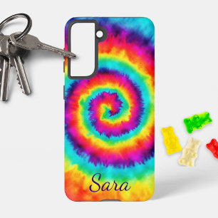 Coque Samsung Galaxy Signature du colorant arc-en-ciel de spirale rétro