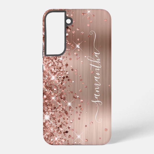 Coque Samsung Galaxy Signature girly pailletée or rose (Verso)