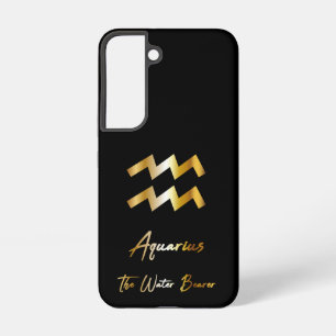 Coque Samsung Galaxy Signe du zodiaque Verseau, noir et or