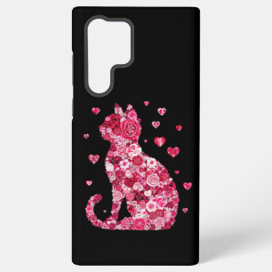 Coque Samsung Galaxy Silhouette Chat Floral ArtFaux Toile Enveloppée Im