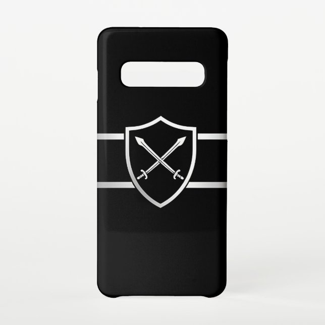 Coque Samsung Galaxy Silver Shield Outline sur l'Arrière - plan noir (Dos)